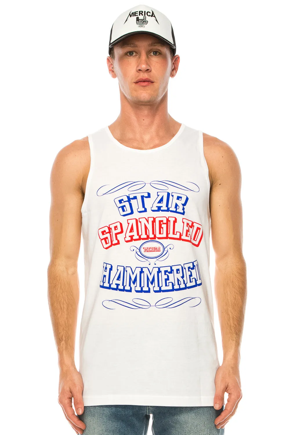 STAR SPANGLED HAMMERED MEN'S TANK TOP