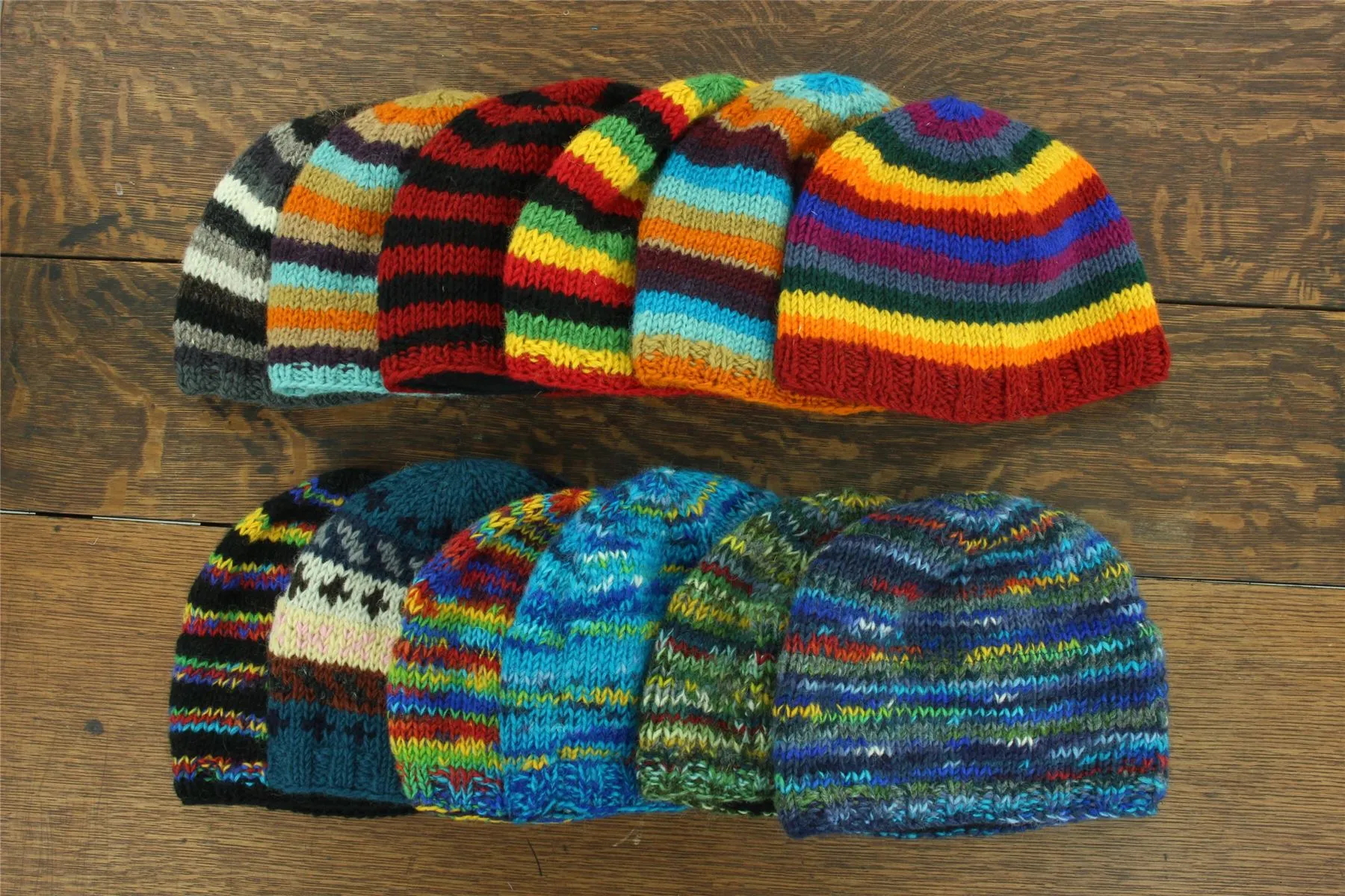 Wool Knit Beanie Hat - SD Rainbow