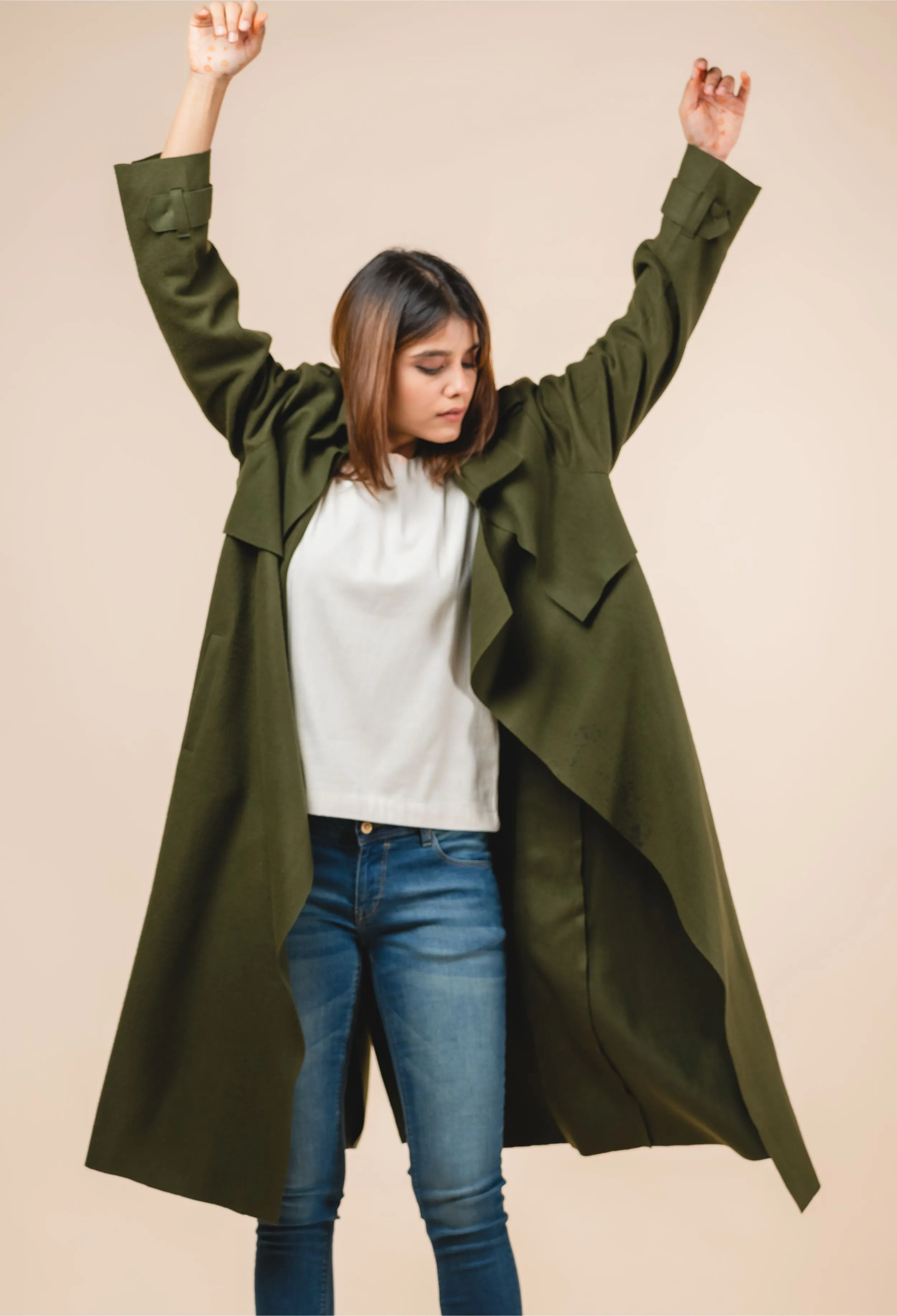 WOOL LONGLINE TRENCH COAT