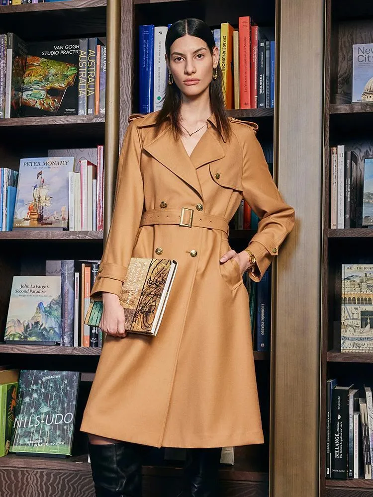 Worsted Wool Women Trench Coat