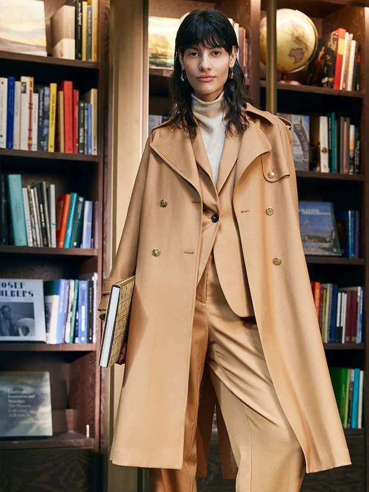 Worsted Wool Women Trench Coat