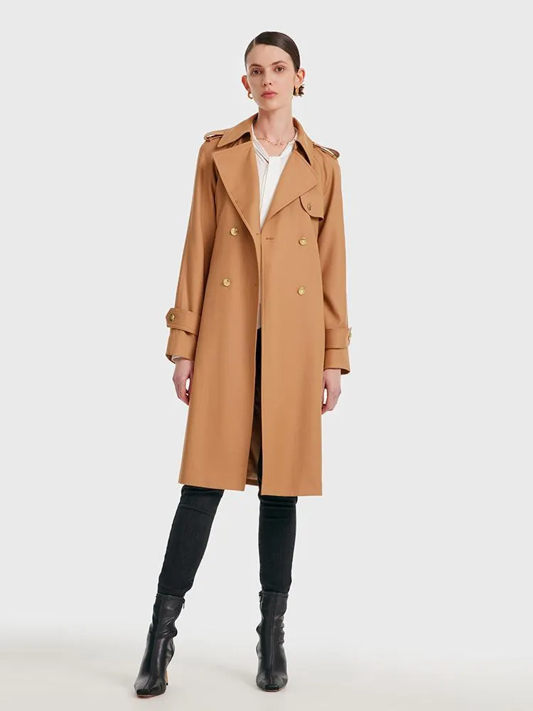 Worsted Wool Women Trench Coat