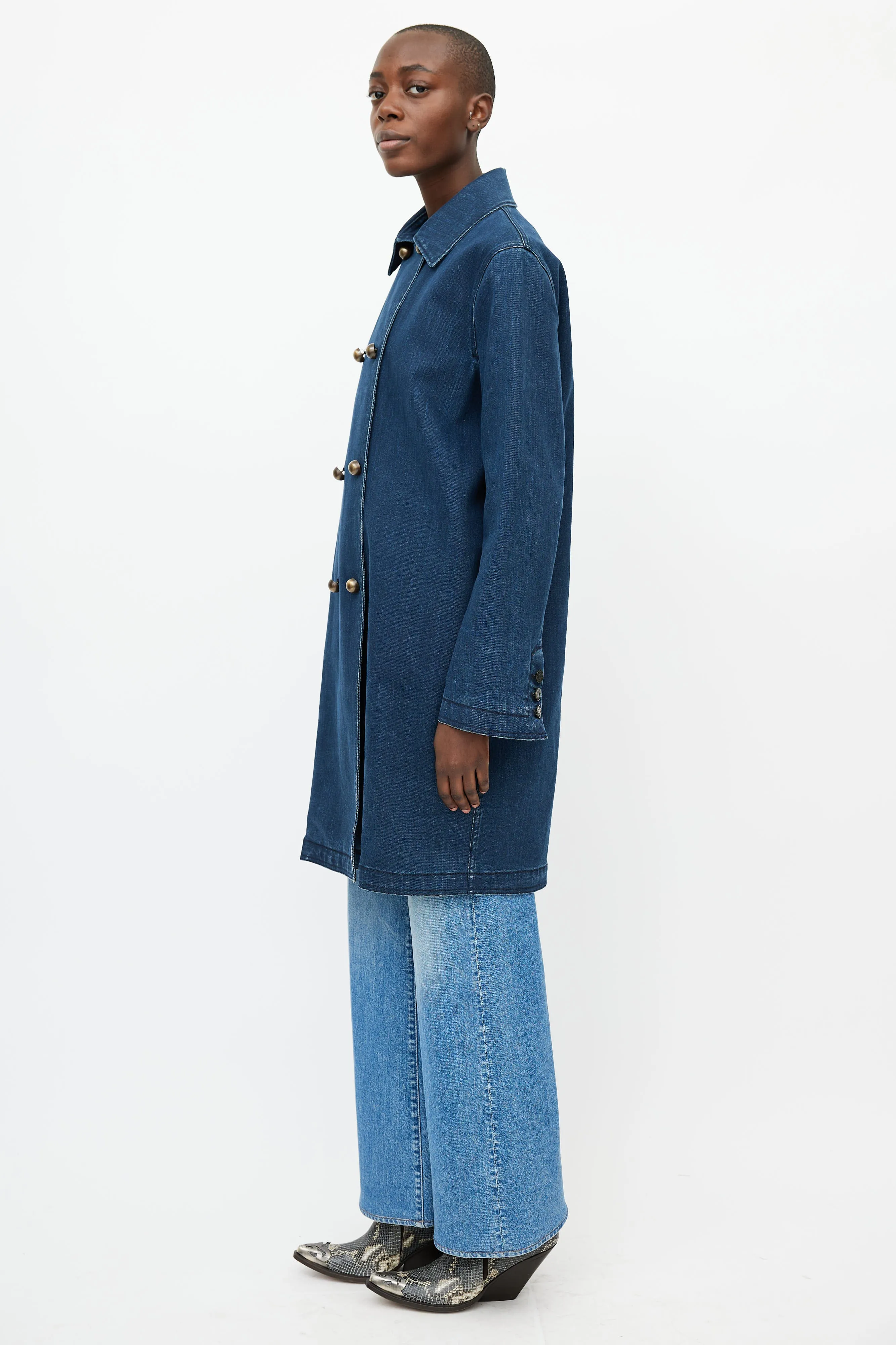 x Acne SS 2009 Blue Double Breasted Denim Trench Coat